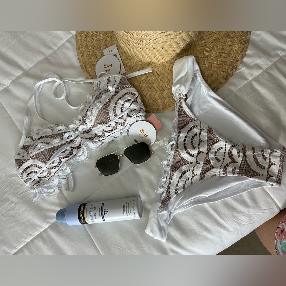 PilyQ PQ Swim white bikini bottoms. Size L. NWT